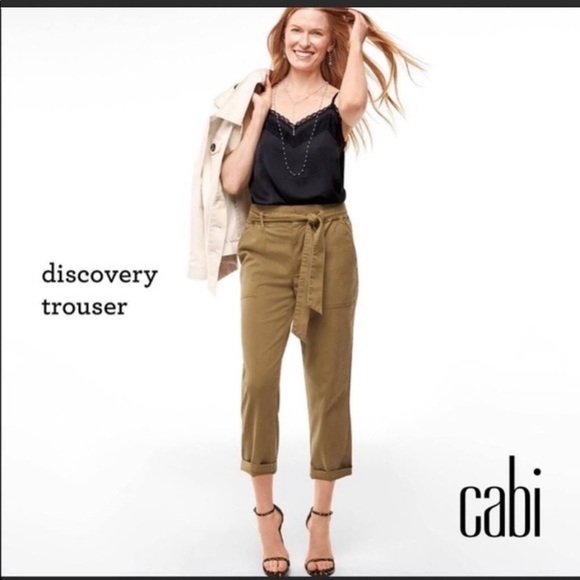 Cabi 4 Brown Tan Khaki Cropped Discovery Paper Bag Trouser Pant - Picture 3 of 9